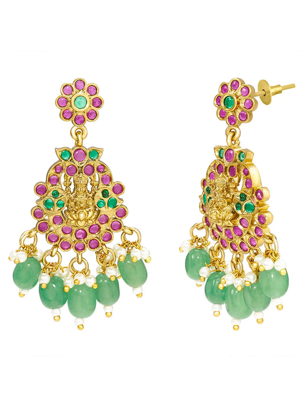 Peora Divine Laxmi Temple Multi Color Necklace Set