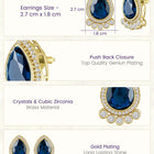 Gleaming Teardrop Crystal Studs - Blue
