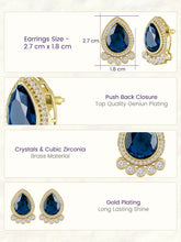 Gleaming Teardrop Crystal Studs - Blue