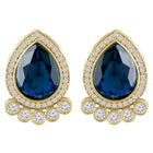 Gleaming Teardrop Crystal Studs - Blue