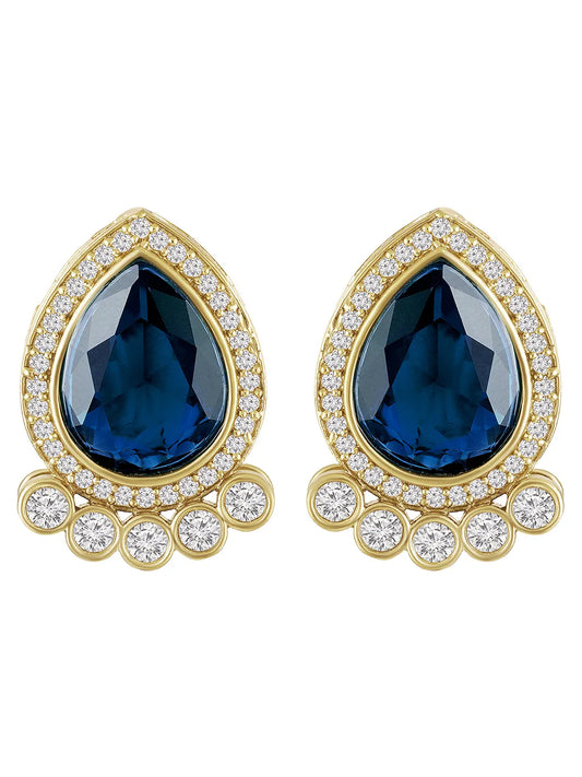 Gleaming Teardrop Crystal Studs - Purple