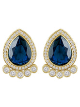 Gleaming Teardrop Crystal Studs - Blue