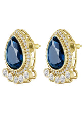 Gleaming Teardrop Crystal Studs - Blue