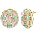 Peora Floral Charm Stud Earrings - Gold