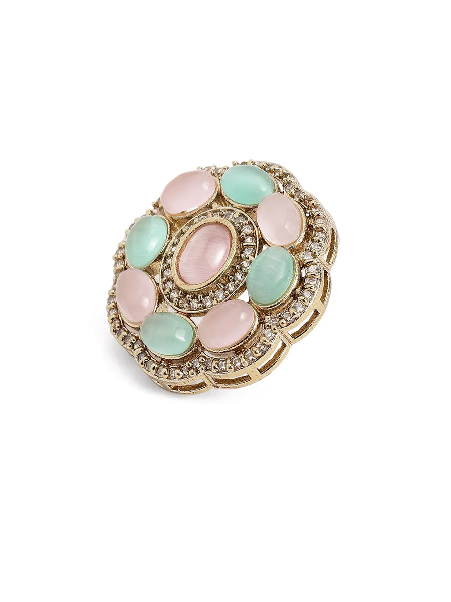 Peora Floral Charm Stud Earrings - Gold