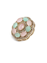 Peora Floral Charm Stud Earrings - Gold