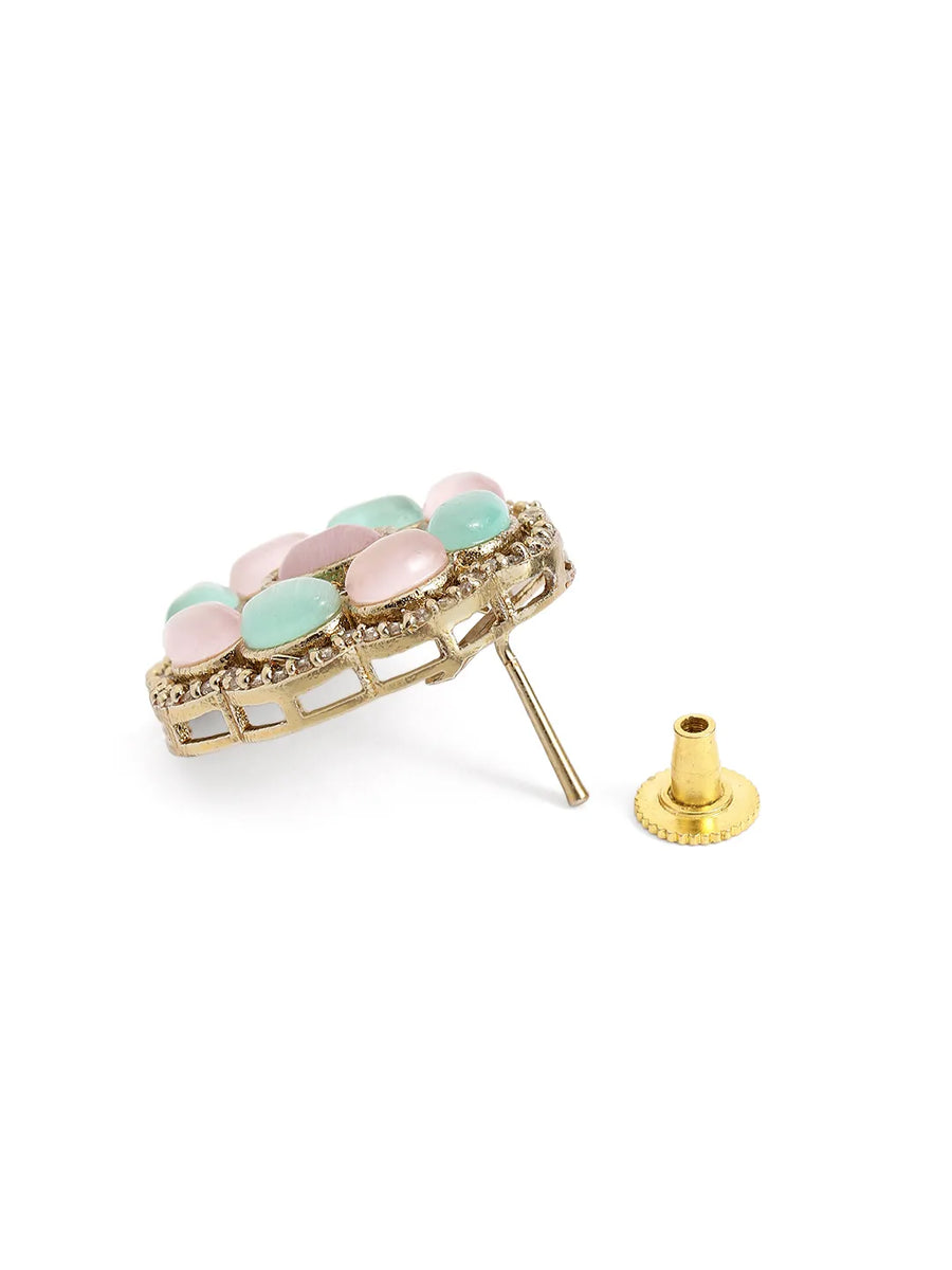 Peora Floral Charm Stud Earrings - Gold