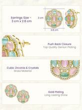 Peora Floral Charm Stud Earrings - Gold