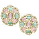 Peora Floral Charm Stud Earrings - Gold