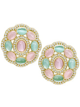 Peora Floral Charm Stud Earrings - Gold