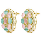 Peora Floral Charm Stud Earrings - Gold