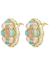 Peora Floral Charm Stud Earrings - Gold