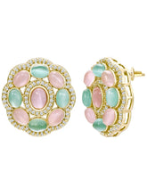 Peora Floral Charm Stud Earrings - Gold