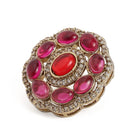 Peora Floral Charm Ruby Stud Earrings - Gold