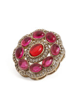 Peora Floral Charm Ruby Stud Earrings - Gold