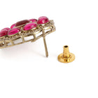 Peora Floral Charm Ruby Stud Earrings - Gold