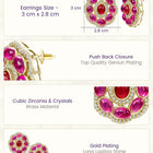 Peora Floral Charm Ruby Stud Earrings - Gold