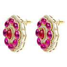Peora Floral Charm Ruby Stud Earrings - Gold