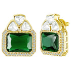 Peora Emerald Kundan Stud Earrings - Gold
