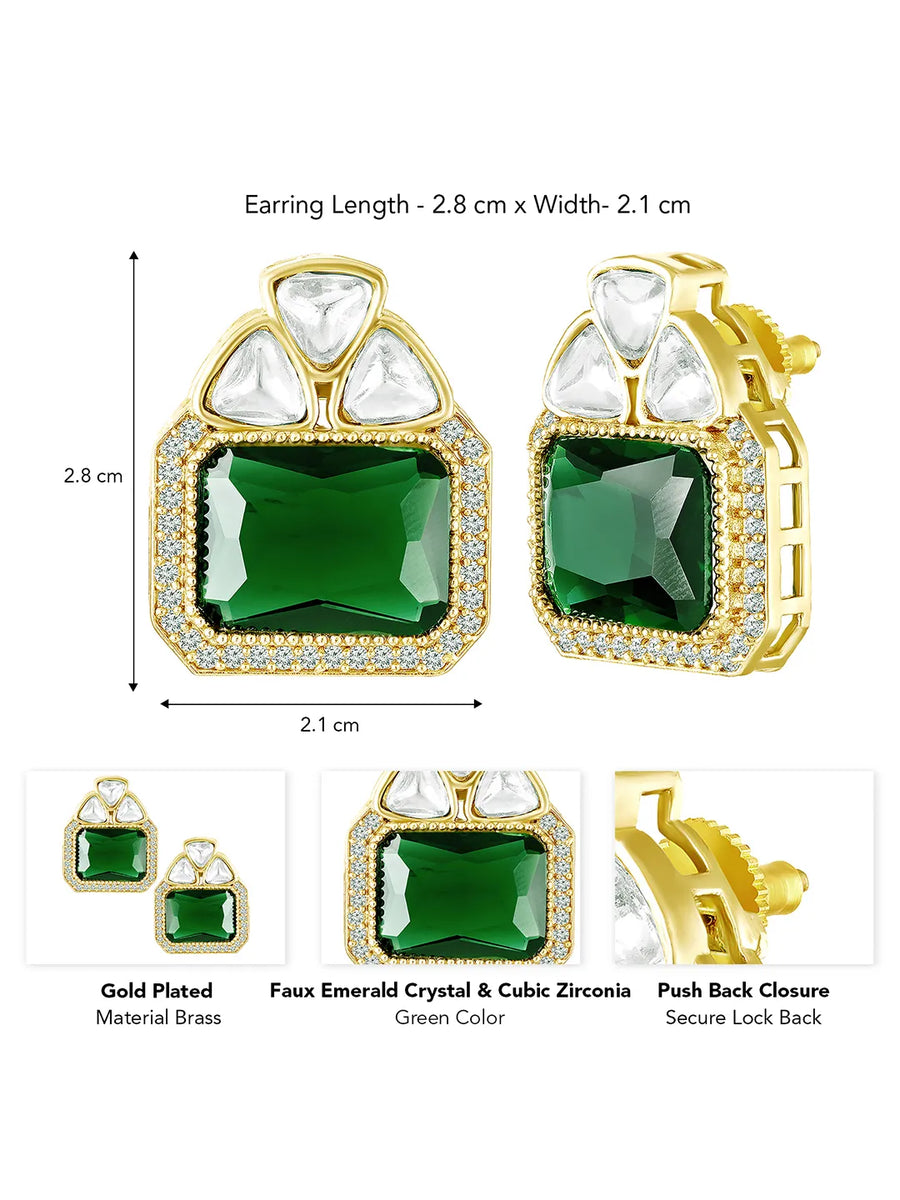 Peora Geometric Emerald Luxe Statement Earrings