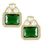 Peora Emerald Kundan Stud Earrings - Gold