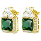Peora Emerald Kundan Stud Earrings - Gold