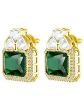 Peora Geometric Emerald Luxe Statement Earrings