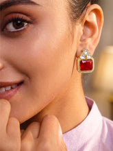Peora Red Kundan Stud Earrings - Gold