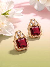 Peora Red Kundan Stud Earrings - Gold