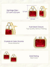 Peora Red Kundan Stud Earrings - Gold