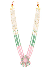 Layered Beaded Necklace & Earrings Set - Pink Mint-White