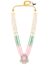 Layered Beaded Necklace & Earrings Set - Pink Mint-White