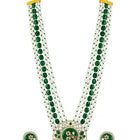 Green Flower Pearl Multi Strand Long Necklace Set