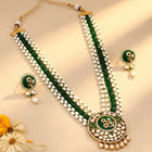 Green Flower Pearl Multi Strand Long Necklace Set