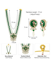Green Flower Pearl Multi Strand Long Necklace Set