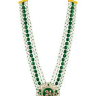 Green Flower Pearl Multi Strand Long Necklace Set