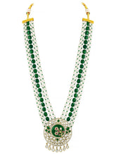 Green Flower Pearl Multi Strand Long Necklace Set