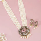 Traditional Pearl Multi Strand Necklace Set - Pink - White