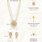 Traditional Pearl Multi Strand Necklace Set - Pink - White