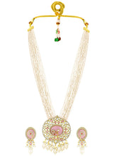 Traditional Pearl Multi Strand Necklace Set - Pink - White