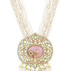 Traditional Pearl Multi Strand Necklace Set - Pink - White