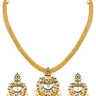 Gold Plated Blue Gemstone Necklace Set with Earrings