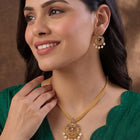 Gold Plated Blue Gemstone Necklace Set with Earrings
