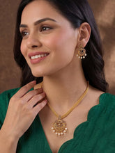 Gold Plated Blue Gemstone Necklace Set with Earrings