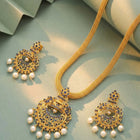 Gold Plated Blue Gemstone Necklace Set with Earrings