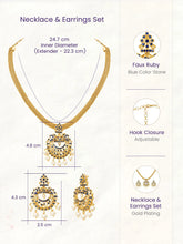 Gold Plated Blue Gemstone Necklace Set with Earrings