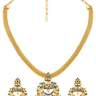 Gold Plated Blue Gemstone Necklace Set with Earrings