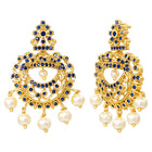 Gold Plated Blue Gemstone Necklace Set with Earrings