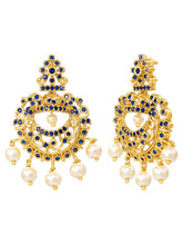 Gold Plated Blue Gemstone Necklace Set with Earrings