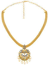 Gold Plated Blue Gemstone Necklace Set with Earrings